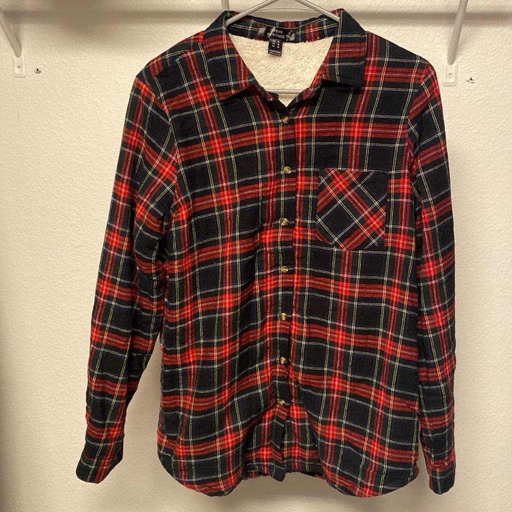 Fleece lined red plaid flannel